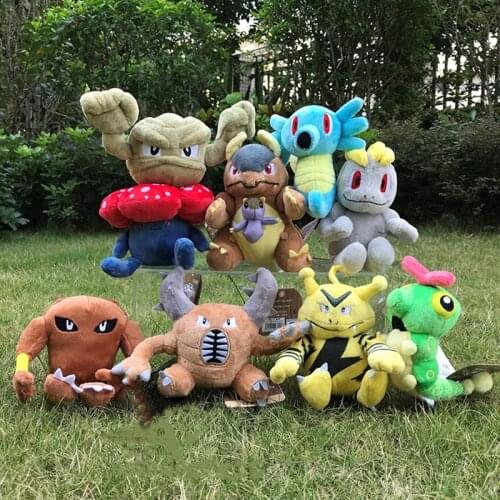 Original Pokemon Series Cartoon Electabuzz Machop Horsea Hitmonlee Plush Toy Cute Animal Soft Stuffed Doll