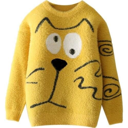 Autumn Baby Girl Winter Clothes Cat Pullovers Children Mink Sweaters Clothing Long Sleeve Kids Tiny Cottons Pull Fille