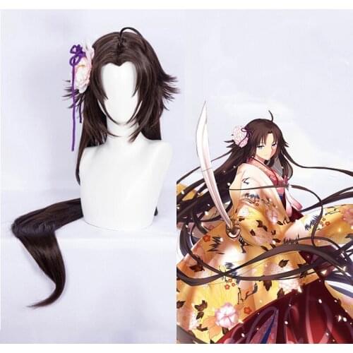 Japanese Anime Fate stay night Cosplay Wig Kara no Kyoukai Cosplay Hair Long Brown Straight Synthetic Wig Ryougi Shiki Cosplay