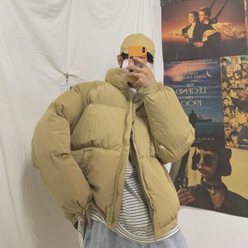 Fashion Man Classic Warm Coats Winter Men Korean Streetwear Solid Color Parka Woman Short Loose Cotton Padded