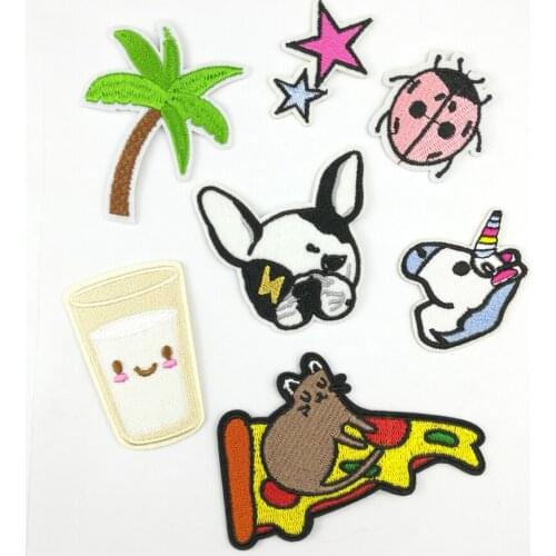 1 PCS Cactus parches Embroidered Iron on Patches for Clothing DIY Stripes Dog Clothes Stickers Custom Animal Badges