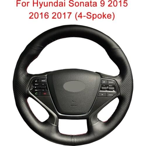 Customize Car Steering Wheel Cover For For Hyundai Sonata 9 2015 2016 2017 (4-Spoke) Leather Braid For Steering Wheel