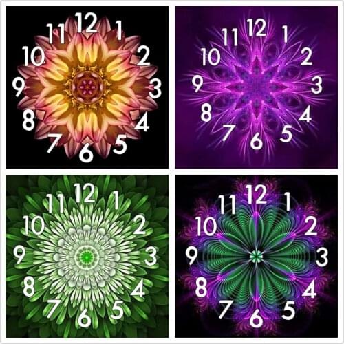 Full Square Diamond Painting Cross Stitch With Clock Mechanism Mosaic 5D Diy Square Round Religious Mandala 3d Embroidery Gift