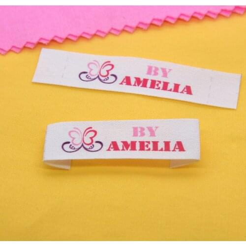 Custom Clothing Labels, Pink series, Organic Cotton Logo or Text Label, Custom or mashup (FR054)