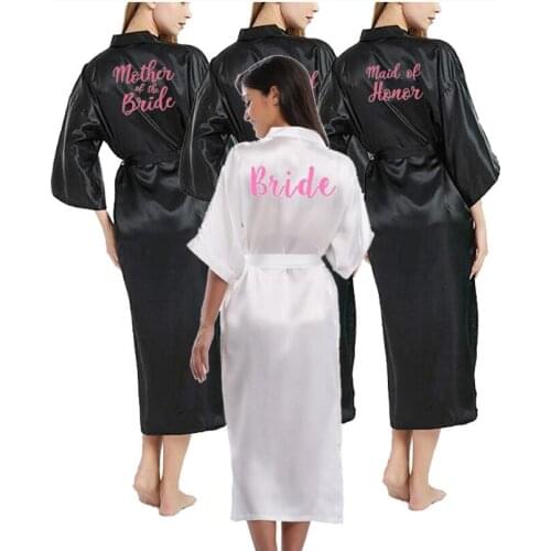 Sexy black robe Women Short Bride Bridesmaid Kimono Robes for Wedding Party sister of the bride mother of the bride robes