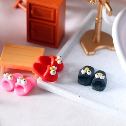 Cute 1Pair 1/12 Scale Dollhouse Miniature Mini Slipper for Doll Shoes Accessories