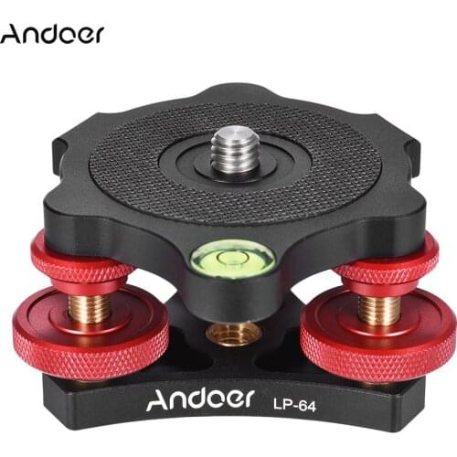 Andoer LP-64 Tripod Leveling Base Tri-wheel Precision Leveler with Bubble Level 3/8" Screw Aluminum Alloy Max. 15kg/33Lbs