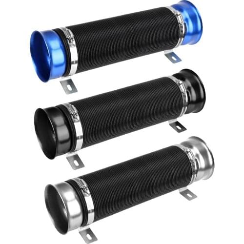 76MM Universal Flexible Car Modification Tube Cold Air Ducting Air Intake Pipe Feed Hose Pipe With Connector Braket