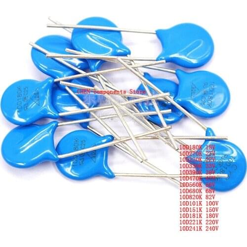 20PCS Varistor 10D180K 270K 220K 330K 390K 470K 560K 680K 820K 101K 151K 181K 221K 241K 27V 22V 33V 39V 47V 56V 68V 82V 100V