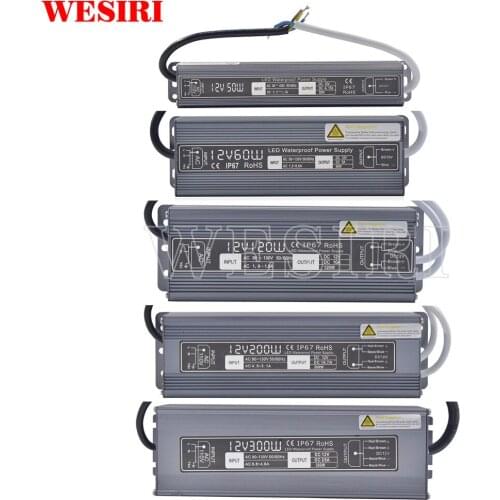 Waterproof LED Driver Transformer AC110-220V to DC12V 50W/60W/120W/200W/300W Waterproof IP67 Power Supply Adapter