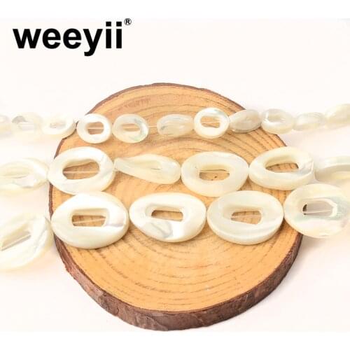 High Quality Natural White Hollow Oval Circle Shell Beads For Jewelry Making DIY Bracelet Necklace Gifts