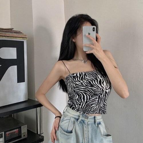 Women Corset Tops Spring Camisole Womens Sexy High Waist Zebra Print Top