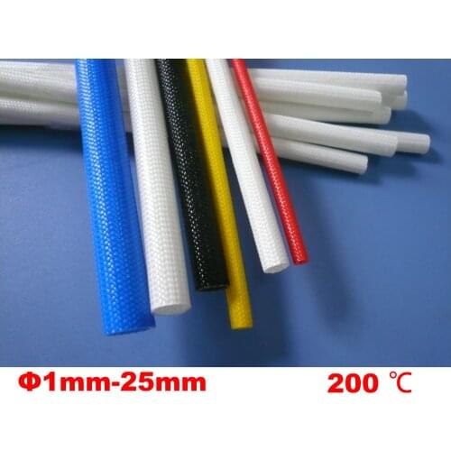1M 20mm 25mm White 200 Deg C High Temperature off-Self Casing Pipe Silicone Resin Braided Glass Fiber Sleeve Fiberglass Tube