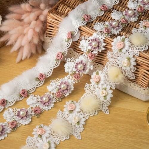 1Yards Rose Embroidered Lace Trim Ribbons Trim DIY Sewing Handmade Craft Materials Clothes Accessories Home Decoration