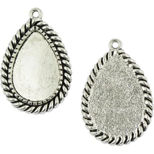 10Pcs Metal Waterdrop Bezel Pendant Trays Blank Bases Cabochon Settings DIY