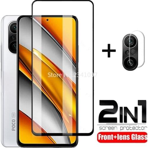 2 In1 Glass for Xiaomi Poco F3 X3 M3 F2 Pro M2 Pro M2 Camera Lens Screen Protector Protective Glass for Xiaomi Poco X3 F3 Glass