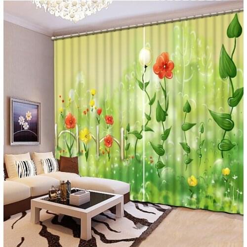 3D Curtain Custom any size Cartoon, anime, grass, flowers 3d Curtains Blackout for Living Room Kids Bedroom Fabric