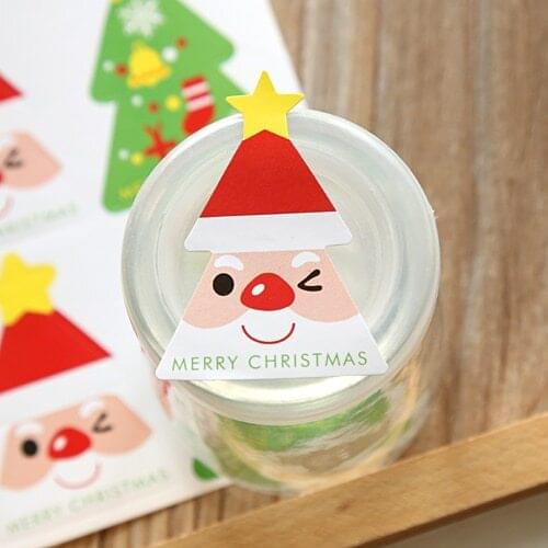 80pcs/lot Christmas tree design paper stickers DIY Decorative cute handmade seal sticker stationery Kids gift supplies (ss-1566)