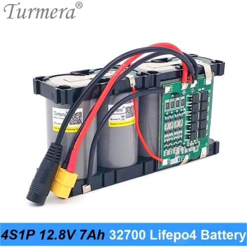 Turmera 32700 Lifepo4 Battery Pack 4S1P 12.8V 7Ah with 4S 40A Balanced BMS for Electric Boat and Uninterrupted Power Supply 12V