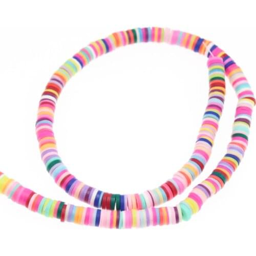 CHONGAI 35colors Flat Round Polymer Clay Beads Chip Disk Loose Spacer Handmade Beads For DIY Jewelry Making Bracelet Finding 6mm