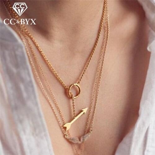 CC 100% Solid Silver 925 Necklaces Pendants For Women Fine Jewelry Elegant Arrow Shape Statement Long Chain Accessories CCN313