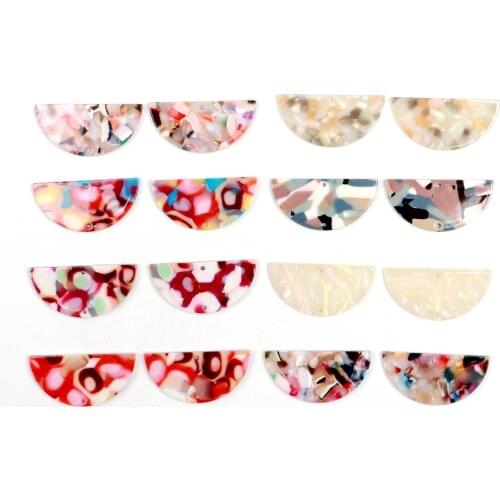 Tortoise Shell Earrings Charm,Acetate Acrylic Semicircle Connectors,Half Circle Discs,2Hole,Semi-Circle Earring ,18x37mm,ACE-238