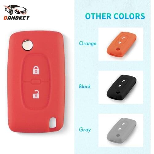 Dandkey Silicone Car Key Case For Peugeot 206 207 307 308 for Citroen C4 C5 C3 C2 C4L Xsara Picasso Protector Cover 2 Buttons