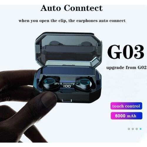 G03 TWS Wireless Bluetooth 5.0 Earphones Sports Headset with Charging Box Small and Intelligent Noise Reduction Touch