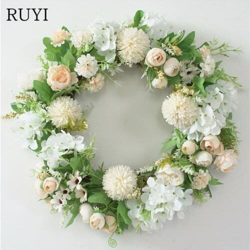 1 pcs new styles artificial roses hydrangea garlands wall hanging wedding christmas home decoration Accessories Fake plants