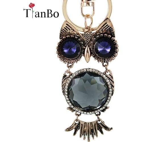Exquisite Lovely Keychain Vintage Owl Crystal Pendant Keyring Charms Bag Key Chains For Women Girl Jewelry