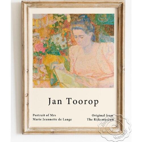 Jan Toorop Exhibition Museum Poster, Portrait Of Mrs Marie Jeannette De Lange Canvas Painting, Art Nouveau Wall Picture Decor