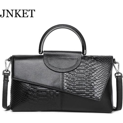 JNKET New Women Cowhide Handbag Casual Shoulder Bag Ladies Sling Bag Large Capacity Crossbody Bag