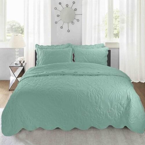 Patchwork Quilt Set 3PCS Washable Bedspread Cotton Aircondition Quilts Thick Bed Cover Gray Green Pink Coverlet US Queen King