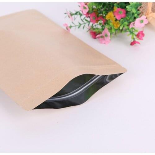 Wholesale 7cmx10cm brown kraft paper aluminium foil zip lock bag food packaging bag ziplock coffee candy bag jewelry bags