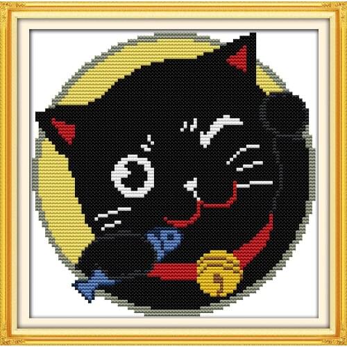 The cat loves to eat fish cross stitch kit cartoon Pattern print canvas fabric DMC embroidery handmade needlework supplies plus