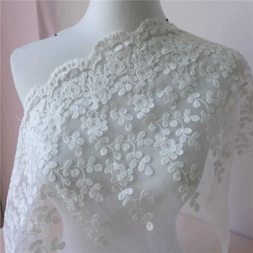 New Arrival 5 Yards 23cm Wide Exquisite Ivory White Lace Fabric Trim Embroidery Mesh Lace Trim Sewing Craft Patchwork