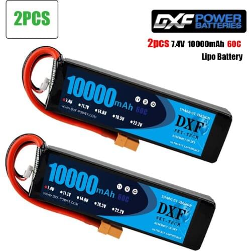 2PCS DXF Lipo Battery 2S 7.4V 10000mah 60C 9300mah 130C fo Toys & Hobbies For Helicopters RC Models Li-polymer Battery