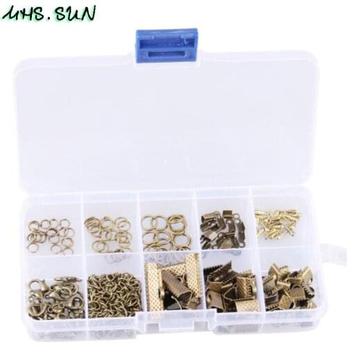 MHS.SUN 4 Color Mixed Single Ring/Lobster Clasp/Extended Chain Kits Box for DIY Necklace Jewelry Making Materials Accessories