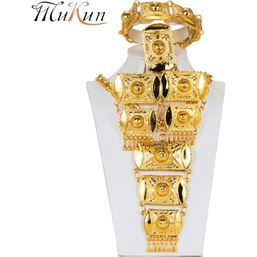MUKUN Dubai jewelry sets Bridal Gift Nigerian Wedding African Beads Jewelry Sets Fashion Turkey jewelry Necklace Pendant Design