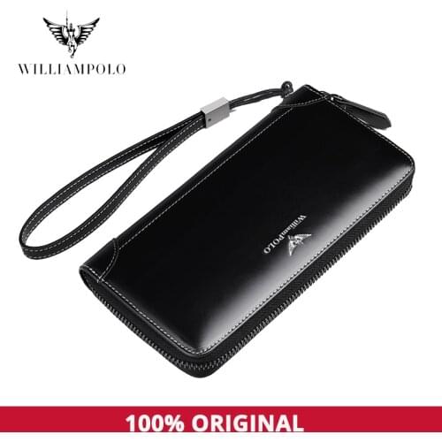 Williampolo Mens Wallet Card Holder Purse For Men Vintage Genuine Leather Cluth Bag For Phone Luxury Design Clutch Male #171326