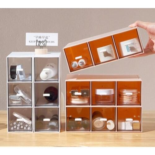Desktop Storage Box Plastic Drawer Type Office Student Stationery Cosmetics and Sundries Storage Box Can Be Stacked Storage