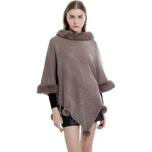 2021 New Winter Oversized Design Warm fur solid Ponchos And Capes For Women Shawls Wraps Cashmere Tassel Pashmina Female Bufanda
