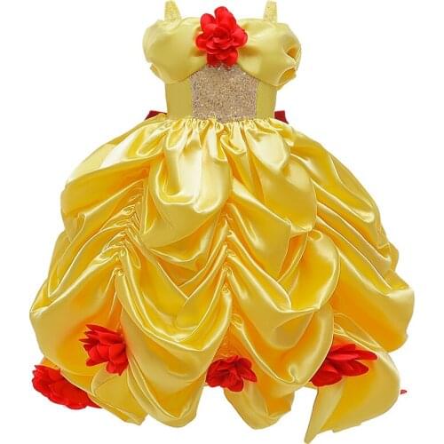 Latest style cosplay Belle Princess dress girls summer dresses child girl princess dress childrens clothes birthday party
