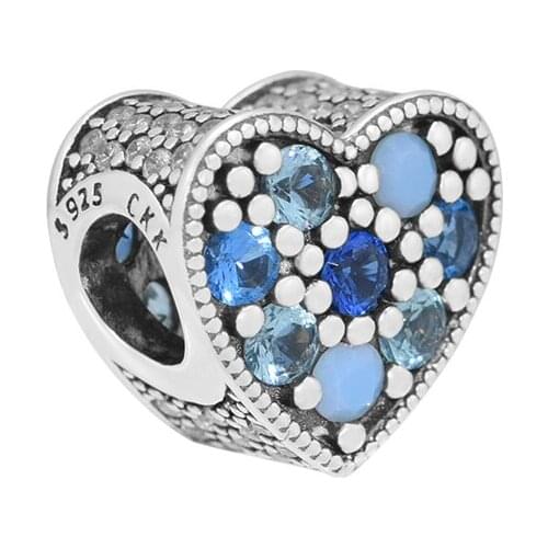 Fits for Pandora Charms Bracelets Bright Heart Beads with Multi-Colored CZ 100% 925 Sterling Silver Jewelry Free Shipping
