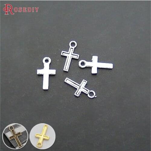 100PCS 11x7MM Antique Silver Zinc Alloy Cross Charms Pendants Jewelry Making Supplies Diy Findings Accessories