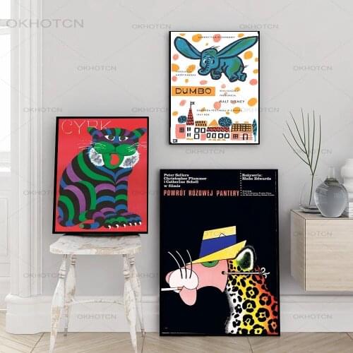 Polish Movie Posters The Return of The Pink Panther Tiger Elephant Film Retro Vintage Prints Canvas Painting for Home Decor Gift