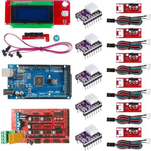 Ramps 1.4 Kit With Mega 2560 r3+Ramps 1.4 Controller+2004 LCD Controller+DRV8825+6x Limit Switch Endstop+Cables For 3D Printer