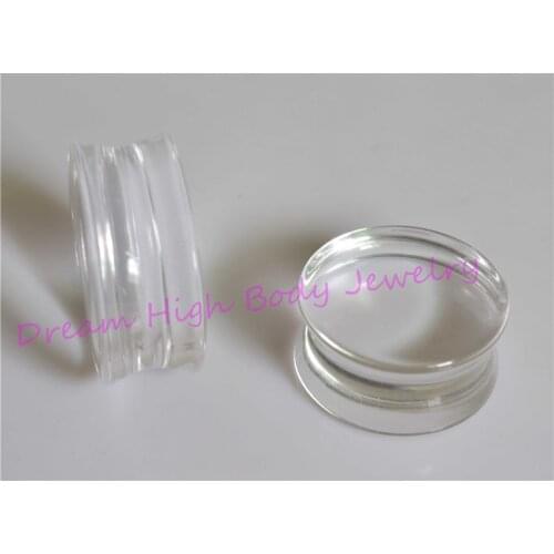 Acrylic DOUBLE FLARE Clear Expander Ear Plugs Flat Flesh Tunnel STRETCHER Taper 22mm 24mm 30mm bigger size Body Piercing Jewelry