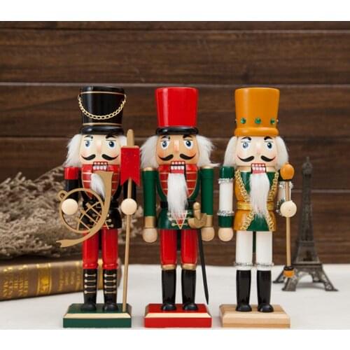 Hand Painted Nutcracker 9.84 Inch Traditional Wooden Festive Christmas Décor for Shelves and Tables Ornaments, 25cm Tall