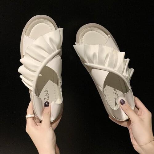 Sandals Womens Flat Bottom 2021 New Summer Jelly Casual Fashion Roman Shoes Two Wear Cross Lace Outdoor Sports Sandals Slippers